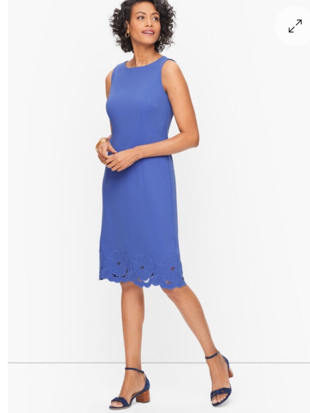 Talbots Embroidered Pointe Blue Dress | Size 16P